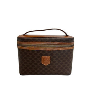 CELINE Celine Pouch Vanity Handbag Macadam Brown